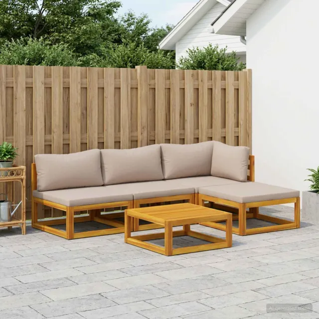 vidaXL Bankstel 5 st Naturel Massief Acaciahout Taupe