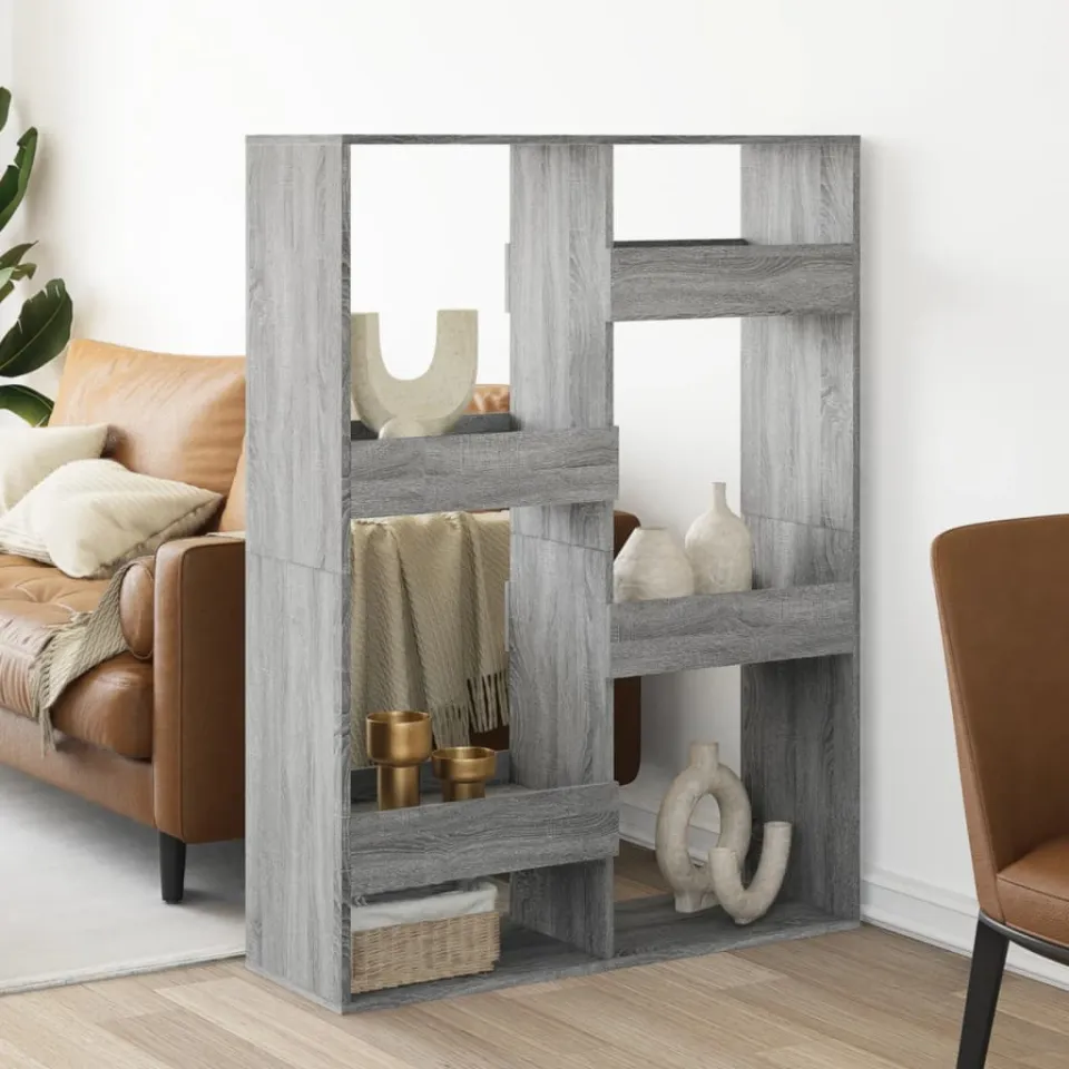 vidaXL kamerscherm 100x33x135 cm bewerkt hout grijs sonoma eiken, foto 2