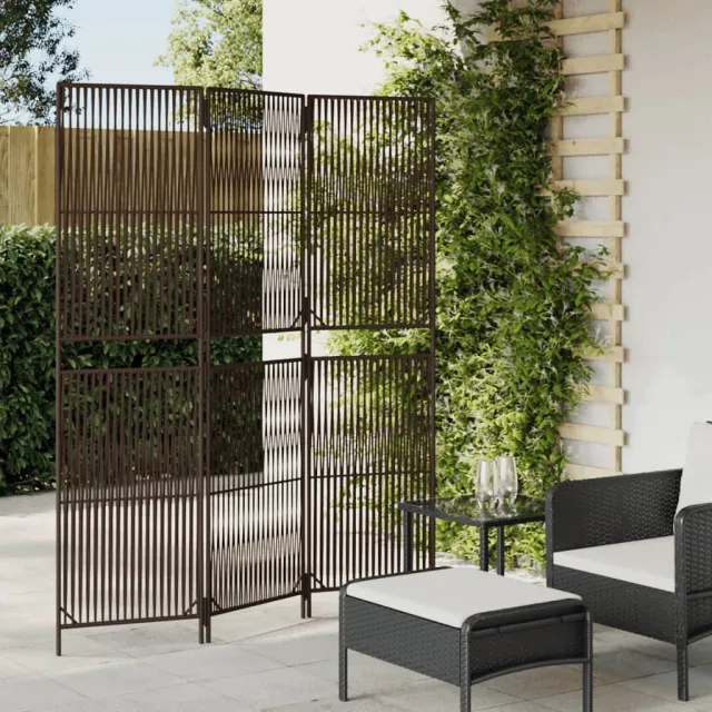vidaXL Kamerscherm 3 panelen poly rattan bruin, foto 2