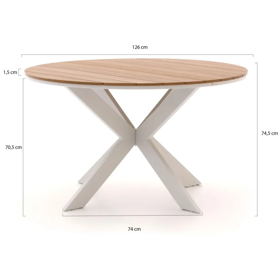 Forza Furniture Forza Ripi/Fidenza ø126cm dining tuinset 5-delig stapelbaar wit, foto 3