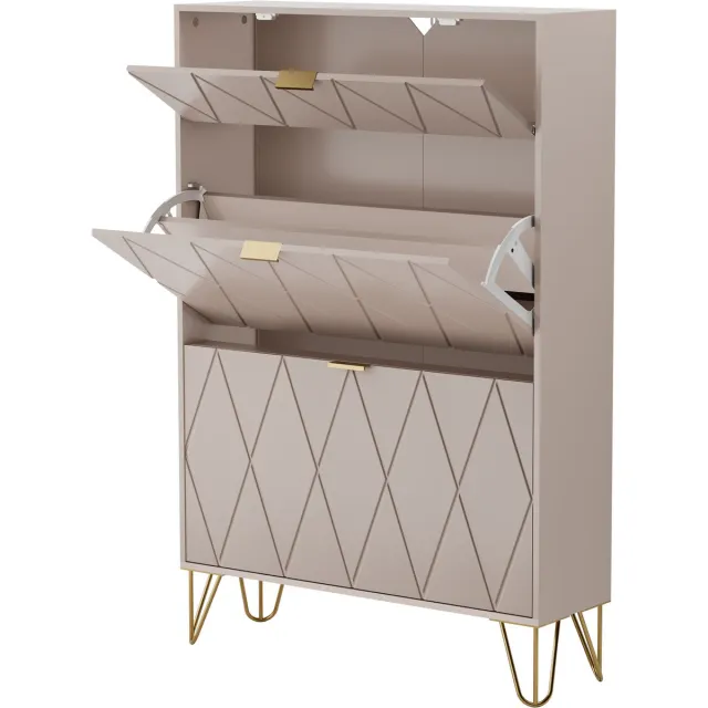 UEV schoenenkast met 2 deuren, 80 x 24 x 120 cm, voor 16 paar schoenen (Moka)