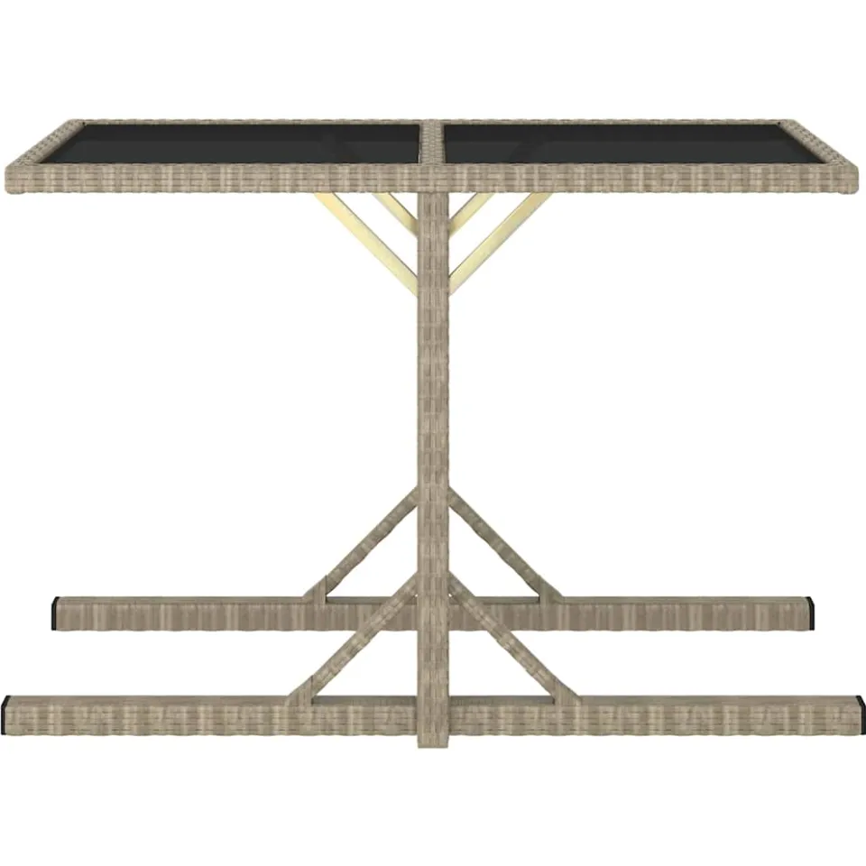 vidaXL Tuintafel 110x53x72 cm glas en poly rattan beige, foto 2