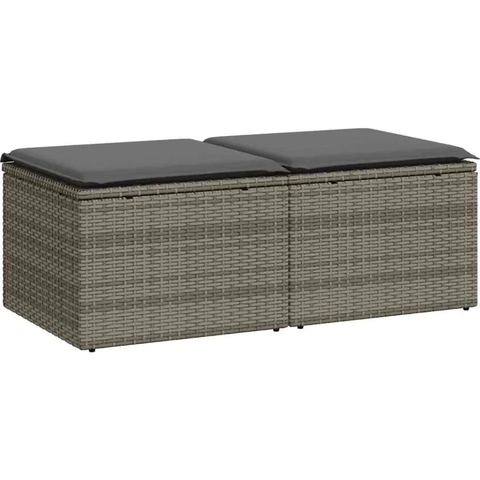 vidaXL 2-delige Loungeset met kussens poly rattan acacia grijs