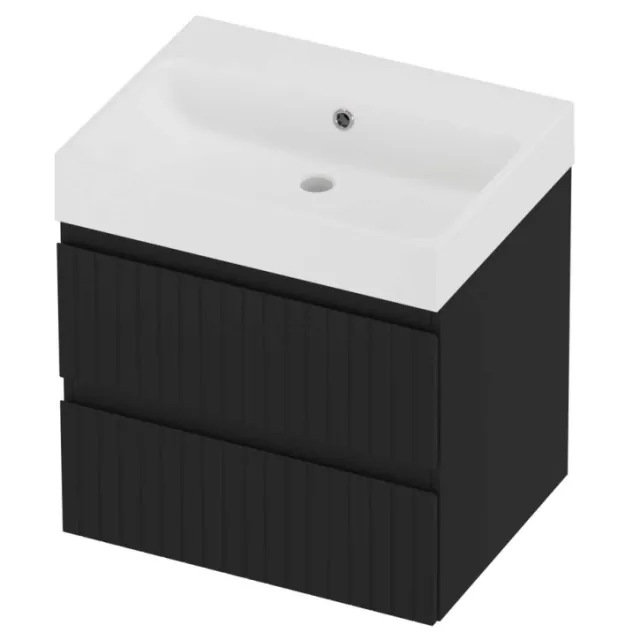 Proline Podium Badmeubelset Polystone Loft Gefreesd 60x46x62 cm Mat White Mat Zwart