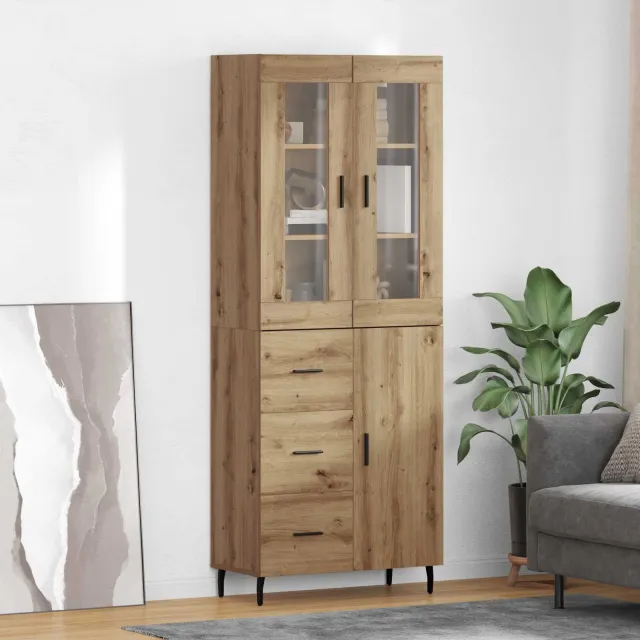 vidaXL Hoge kast 2 st Artisan Eiken 69,5 x 34 x 180 cm Bewerkt hout Bruin