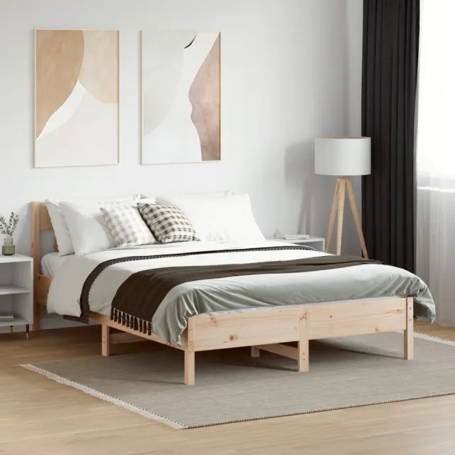 vidaXL Bedframe zonder matras massief grenenhout 160x200 cm bruin