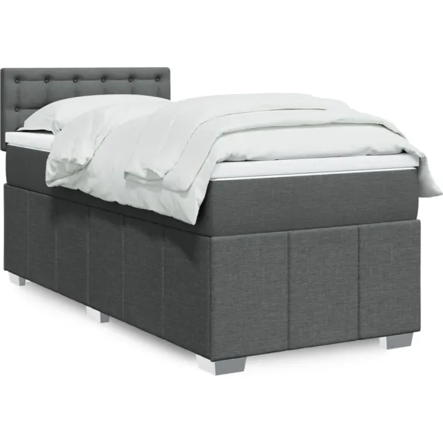 vidaXL Boxspring met matras stof donkergrijs 90x190 cm grijs