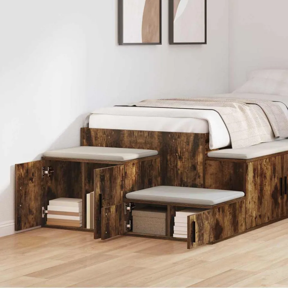 vidaXL Opbergkast 2 st Gerookt eiken 118 x 41 x 40 cm Bewerkt hout, foto 4