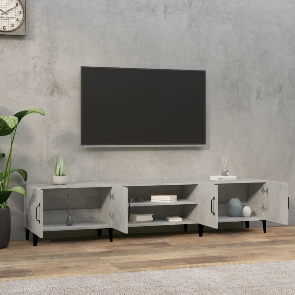 vidaXL Tv-meubel 180x31,5x40 cm bewerkt hout betongrijs grijs, foto 3