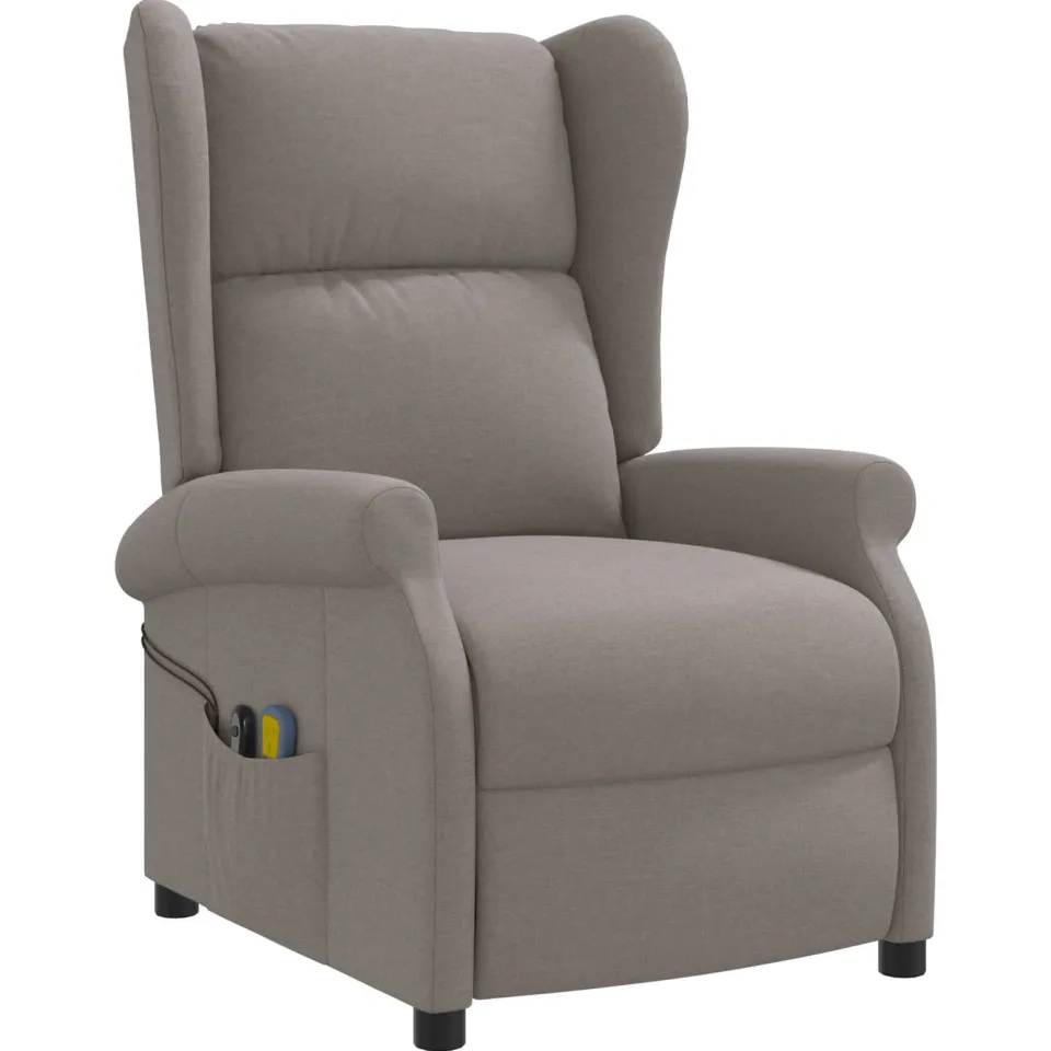 vidaXL Elektrische massage fauteuil met hoge rugleuning Taupe Stof, foto 3
