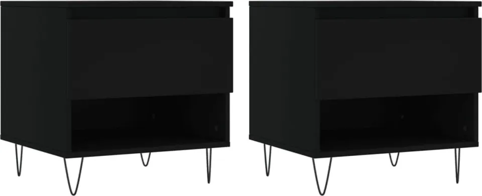 vidaXL Salontafels 2 st 50x46x50 cm bewerkt hout zwart, foto 3
