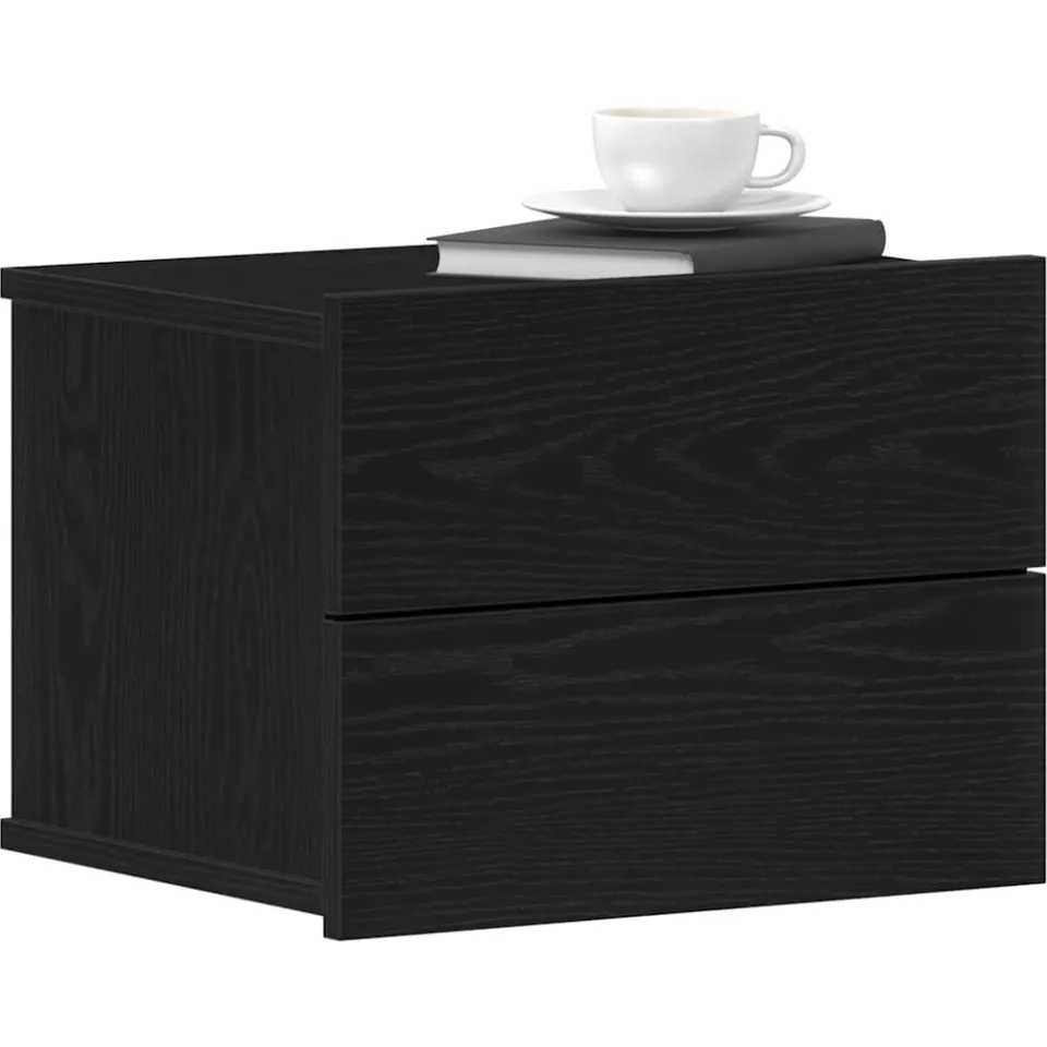 vidaXL Nachtkastje 2 st Zwart Eiken 40 x 30 x 30 cm Bewerkt hout