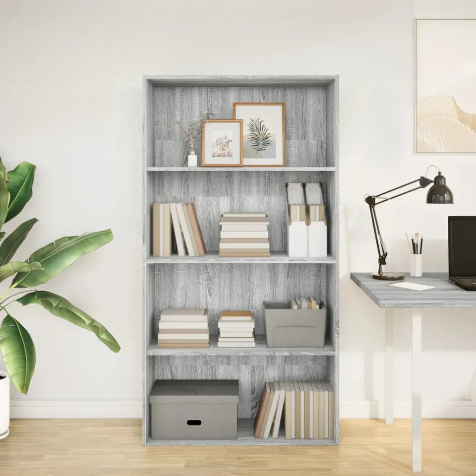 vidaXL Boekenkast 80x30x152 cm bewerkt hout grijs sonoma eikenkleurig, foto 2