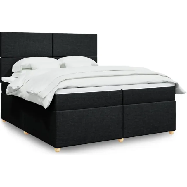 vidaXL Boxspring met matras stof zwart 200x200 cm