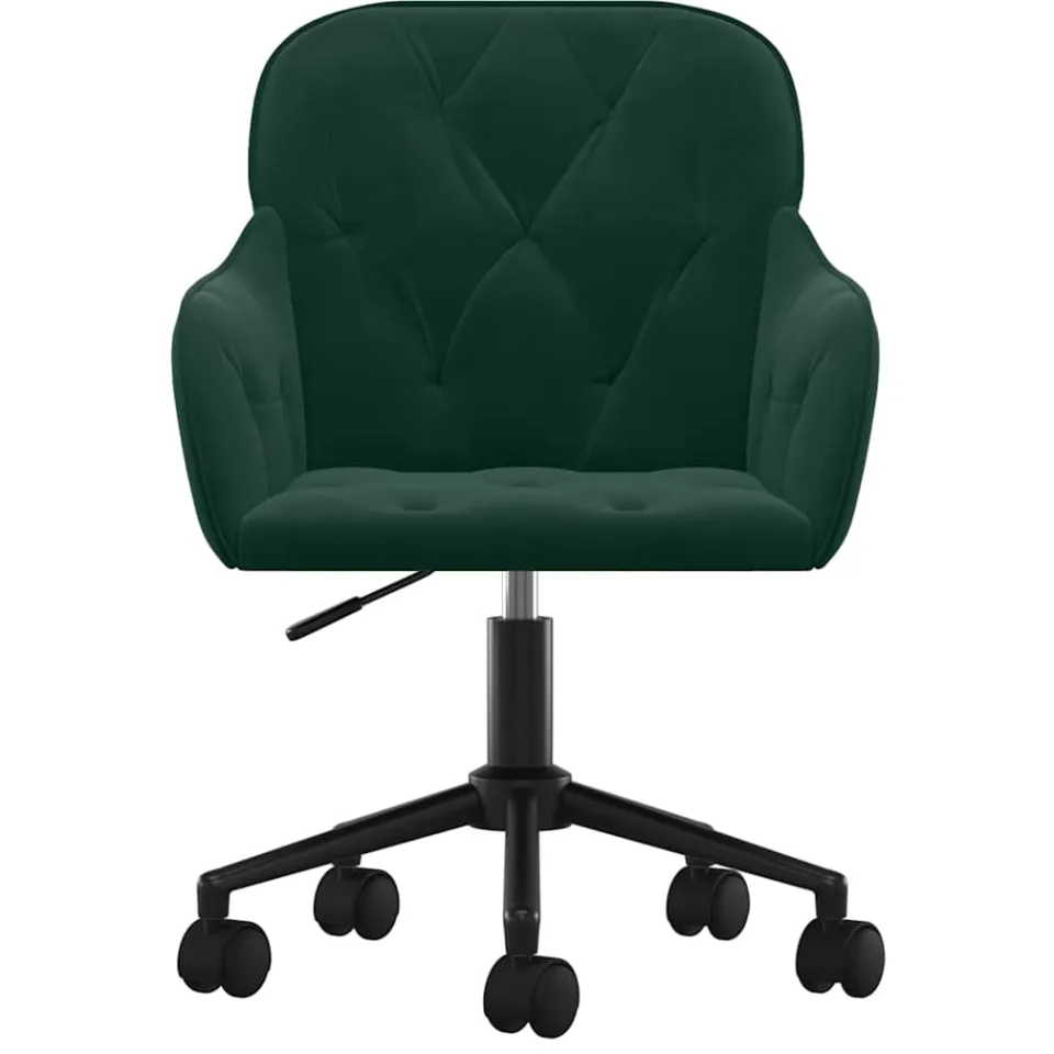 vidaXL Eetkamerstoelen draaibaar 2 st fluweel donkergroen groen, foto 4