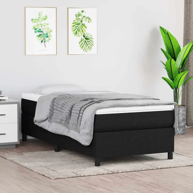 vidaXL Boxspring met matras stof zwart 90x190 cm