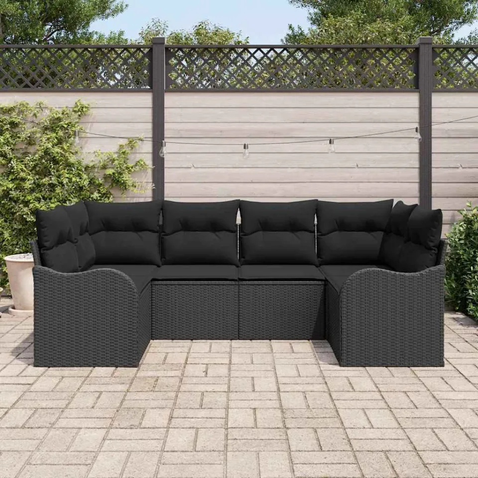 vidaXL Tuin Sofa Set 6 st Zwart poly rattan, foto 3