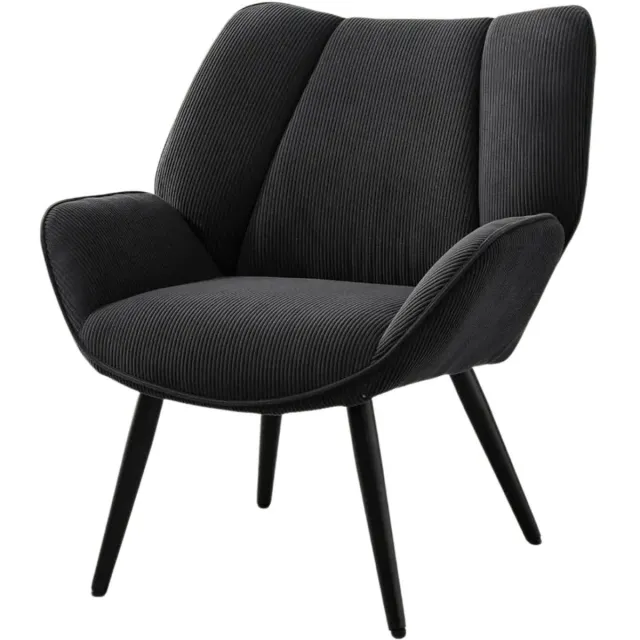 Happiq Fauteuil - Corduroy stof, metalen poten - Dark Gray - voor Thuis en Professioneel Gebruik