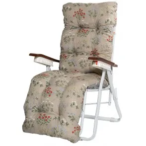 Trendyard relax tuinstoel wit met voetensteun