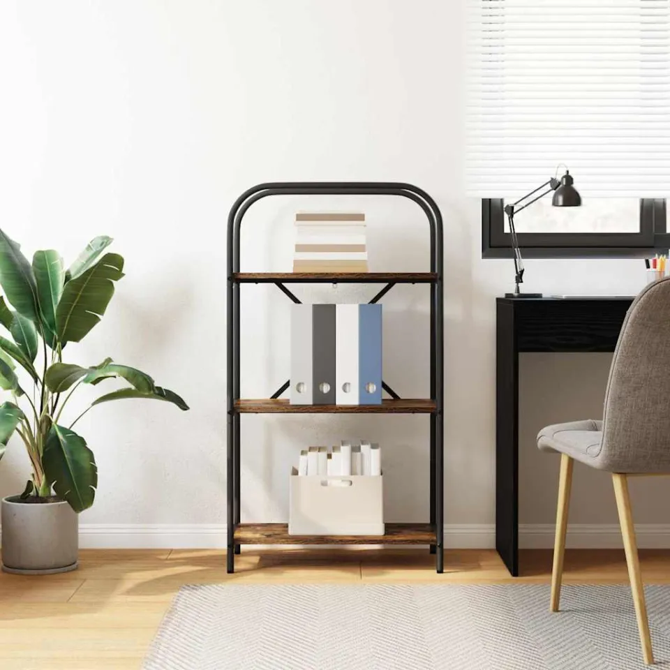 vidaXL Boekenkast 3-laags 60 x 30 x 109 cm Bewerkt hout Gerookt eiken, foto 4