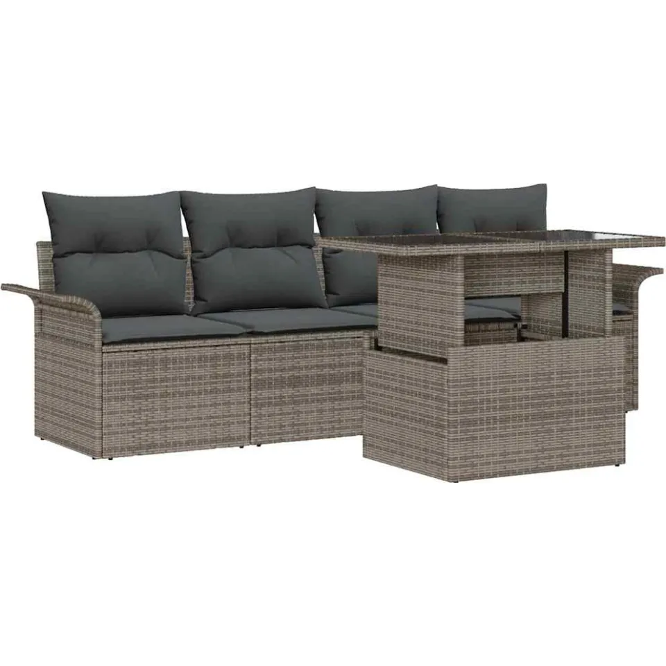 vidaXL Tuin Sofa Set 5 st Grijs [Synthetisch]: Poly Rattan