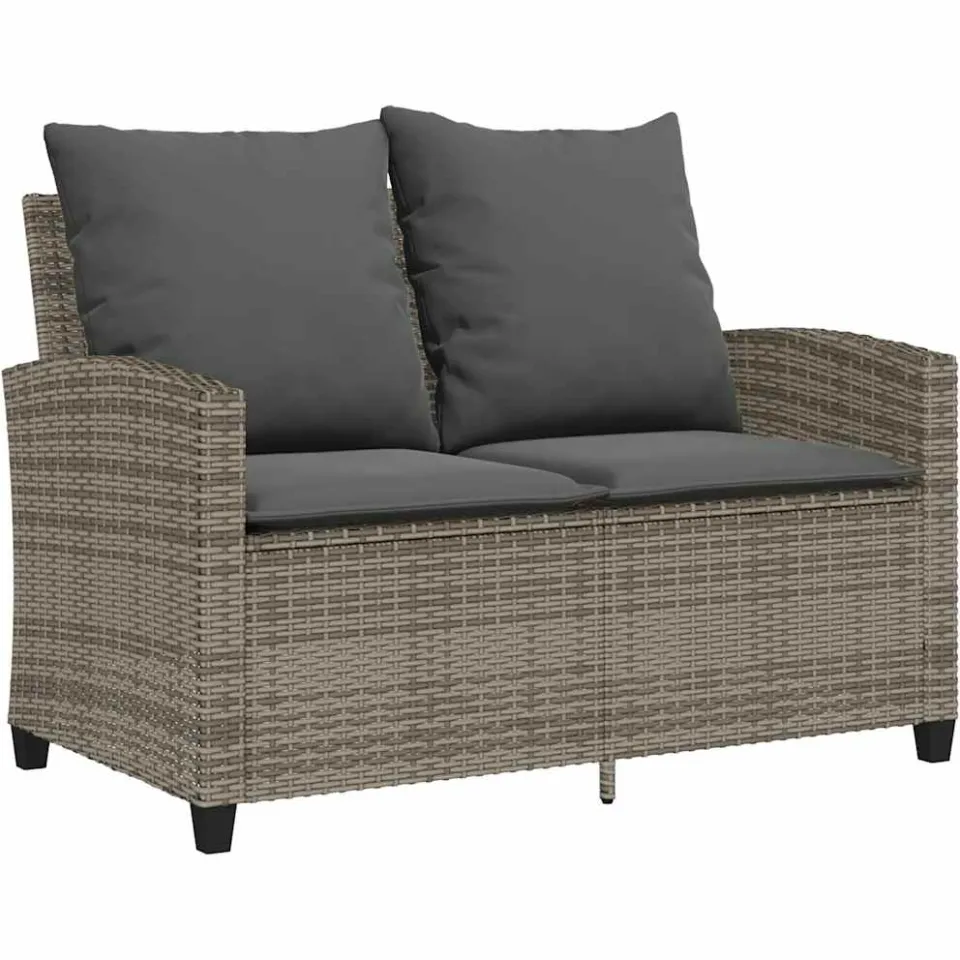 vidaXL 6-delige Loungeset met kussens poly rattan grijs, foto 4