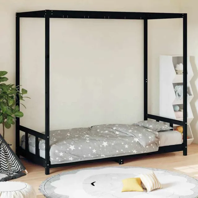 vidaXL Kinderbedframe 90x200 cm massief grenenhout zwart, foto 2