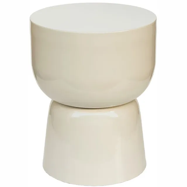 Livingfurn Bijzettafel Kian - Rond Off White Acaciahout - 36x35,5x46cm Wit