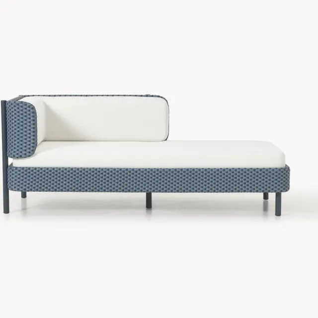 Westwing Collection Modulaire tuinbed Hani met beschermhoes Wit, Blauw