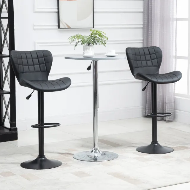 MIVRAY Barstoel Set van 2 - Retrodesign - In Hoogte Verstelbaar & 360 Graden Draaibaar - Voor Keukenbar En Huisbar - Kunstleer Zwart