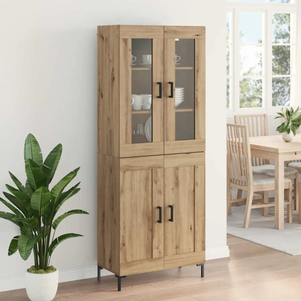 vidaXL Hoge kast 2 st Artisan Eiken 69,5 x 34 x 180 cm Bewerkt hout, foto 4