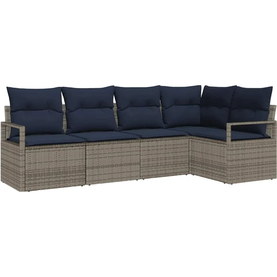 vidaXL Bankstel 5 st Grijs poly rattan