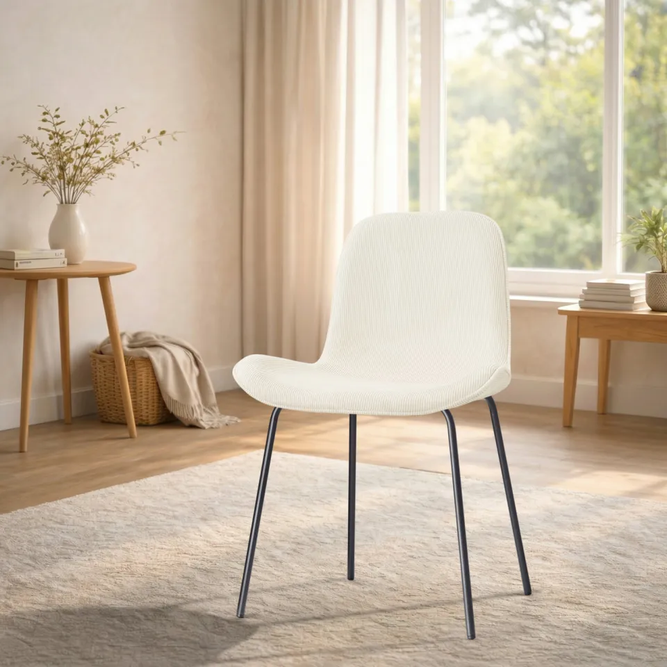 Nolon Nora-Fé eetkamerstoel rib beige - zwart onderstel, foto 2