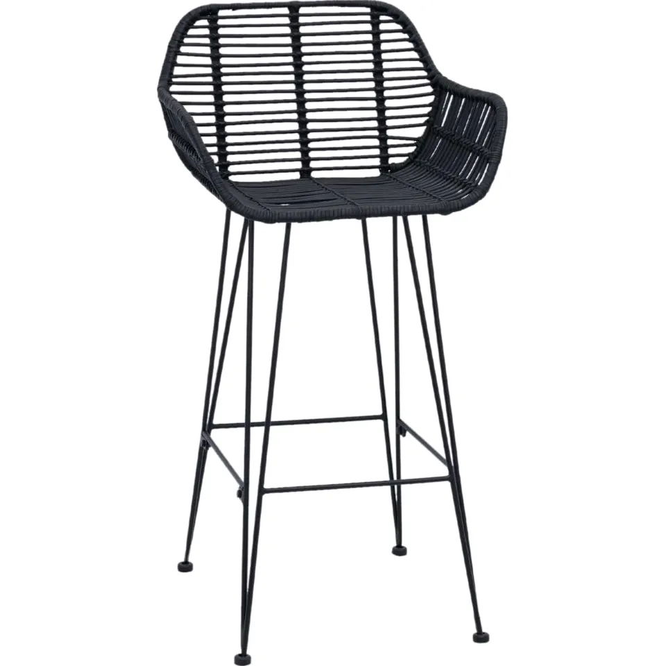 vidaXL Barkruk 2 st Zwart 55 x 52 x 92 cm Riet en IJzer, foto 4