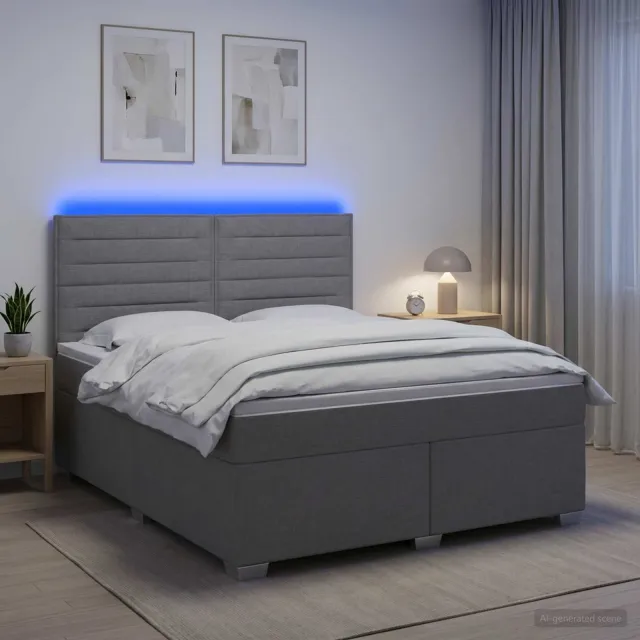 vidaXL Boxspringbed met matras Lichtgrijs 160 x 200 cm Stof