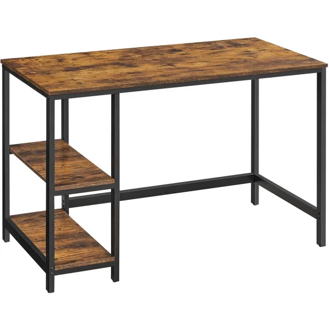 In And Outdoormatch Hennova Bureau - Werktafel - Computertafel - Tafel - Met 2 open opbergvakken - Industrieel ontwerp - Bruin/zwart - 120 x 60 x 75 cm