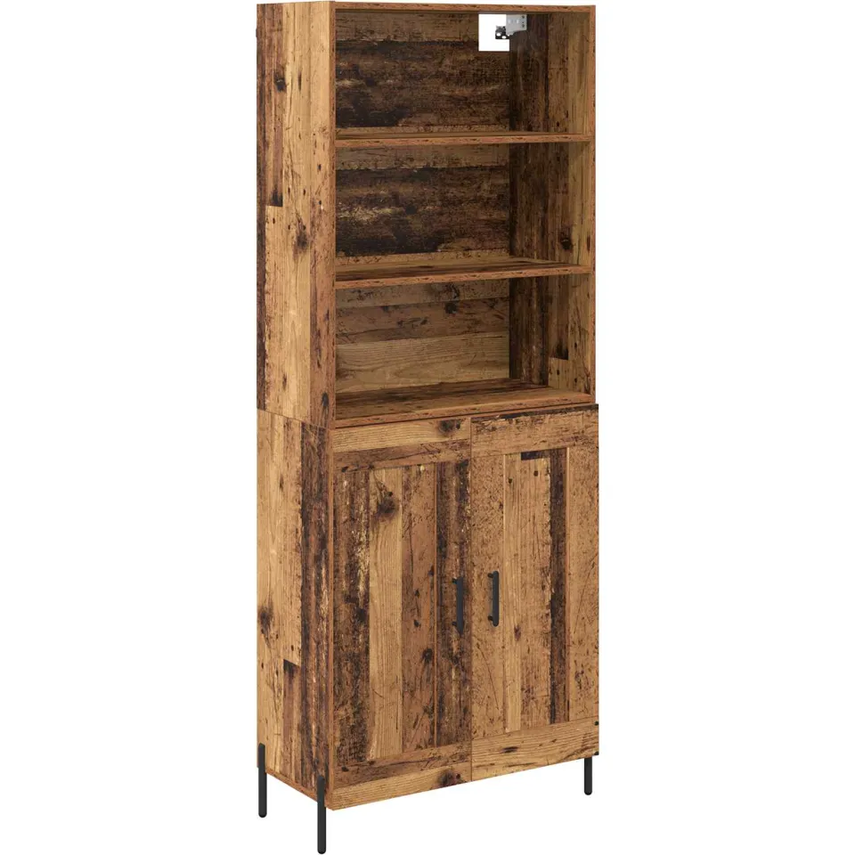 vidaXL Hoge kast Oud Hout 69,5 x 32,5 x 180 cm Bewerkt hout bruin, foto 3