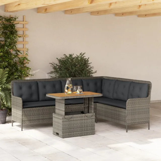 vidaXL 2-delige Loungeset met kussens poly rattan grijs, foto 2