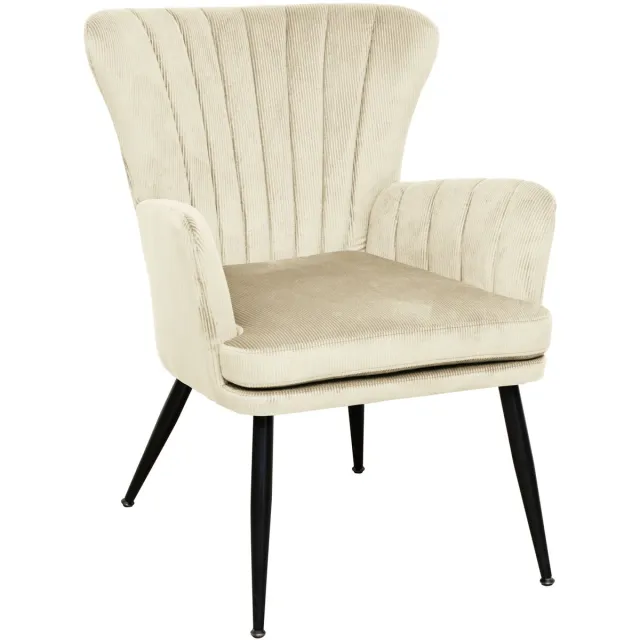 SVITA SANSA fauteuil - woonkamer corduroy hoes leesstoel moderne gestoffeerde stoel met armleuning lounge stoel wit