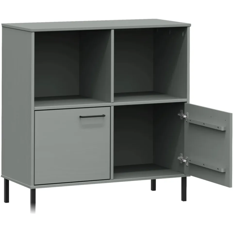 vidaXL Boekenkast met metalen poten OSLO 90x35x90,5 cm hout grijs, foto 4