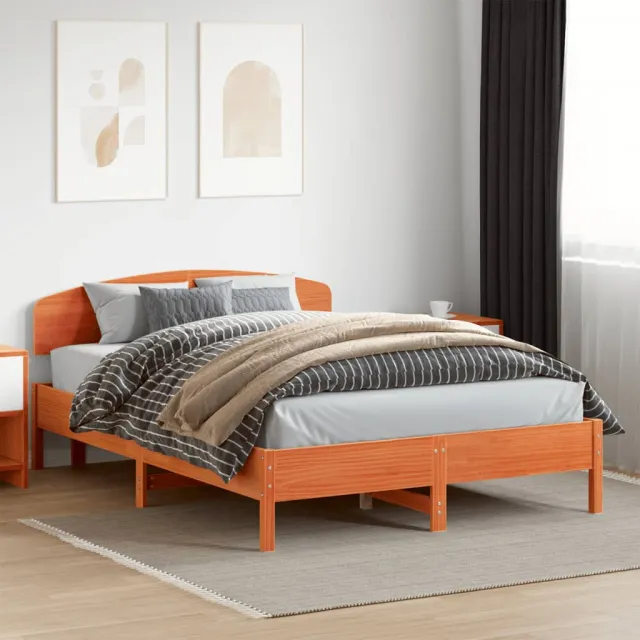 vidaXL Bedframe zonder matras massief grenenhout wasbruin 160x200 cm bruin