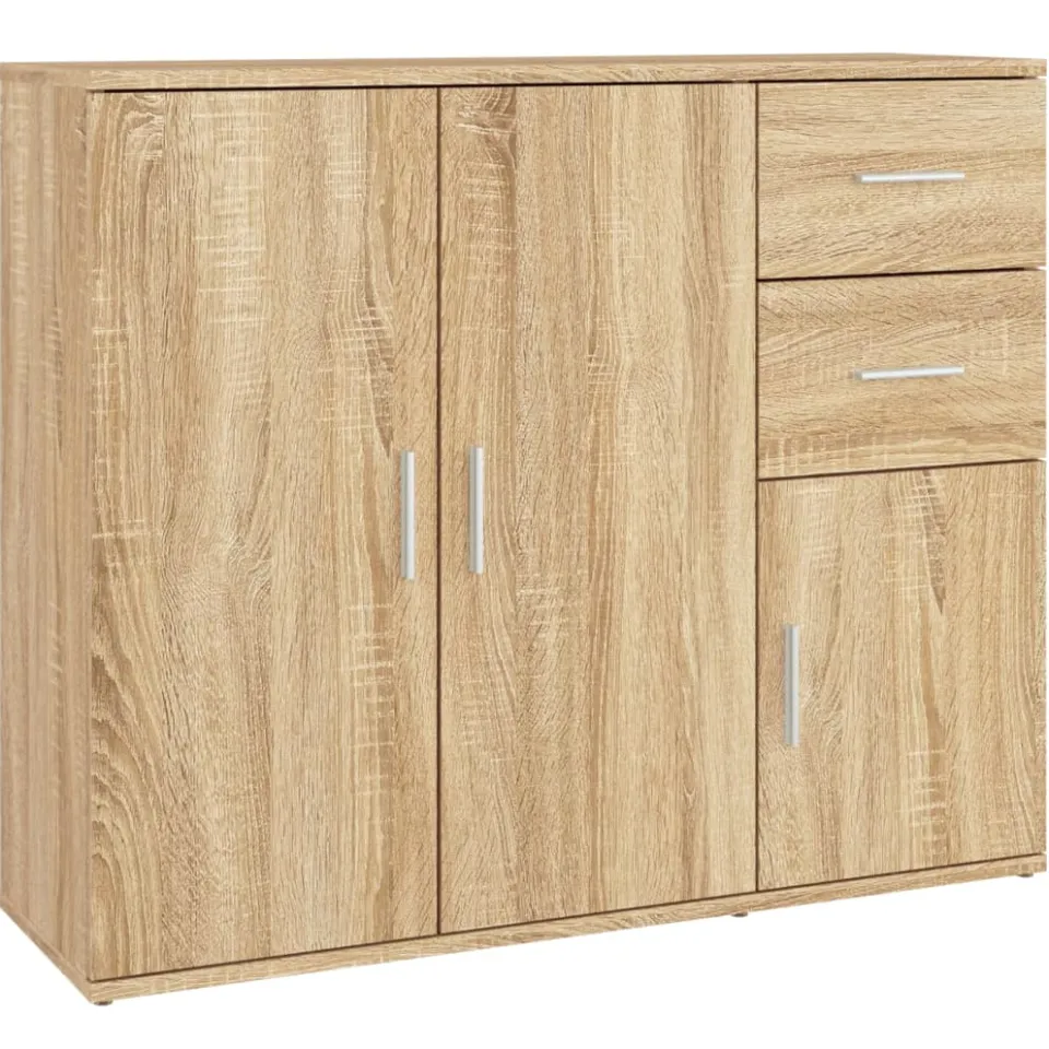 vidaXL Dressoir Sonoma Eiken 91x29,5x75 cm Bewerkt Hout Bruin