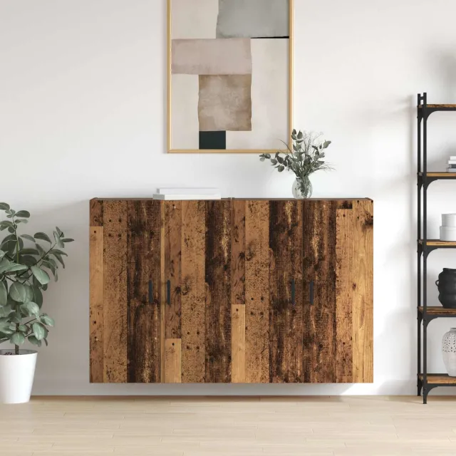 vidaXL Wandkast 2 st Oudhout 69,5 x 34 x 90 cm Bewerkt hout Bruin