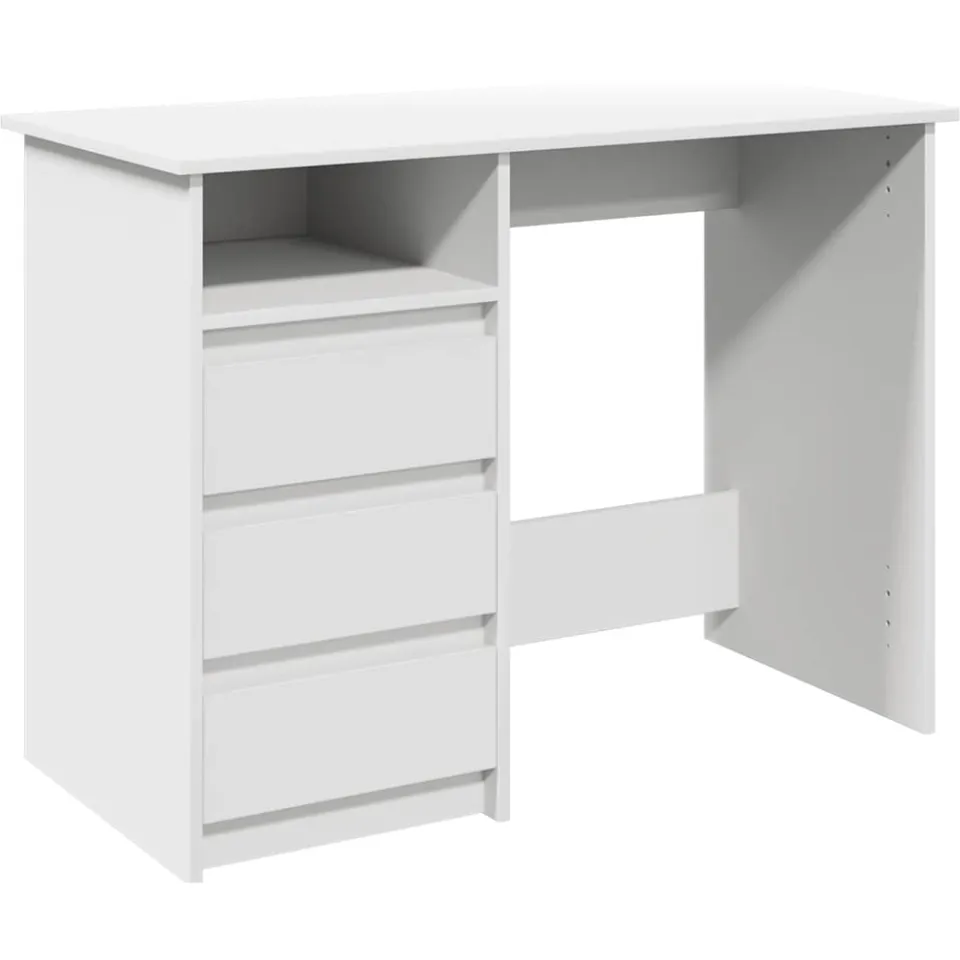 vidaXL Bureau 102x50x75 cm bewerkt hout wit, foto 3