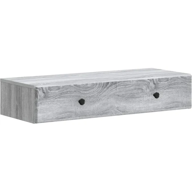 vidaXL Wandgemonteerde - Zijtafel - Grijs - sonoma - 87,5 - x - 34,5 - x - 17 - cm Grijs sonoma
