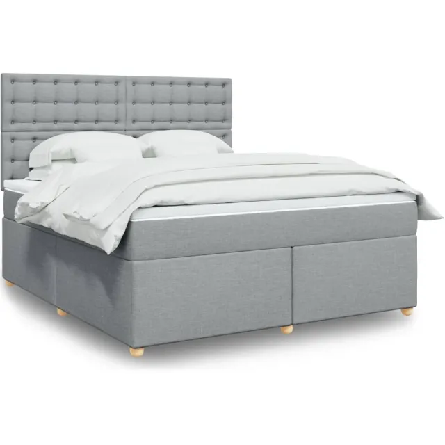vidaXL Boxspring met matras stof lichtgrijs 180x200 cm grijs