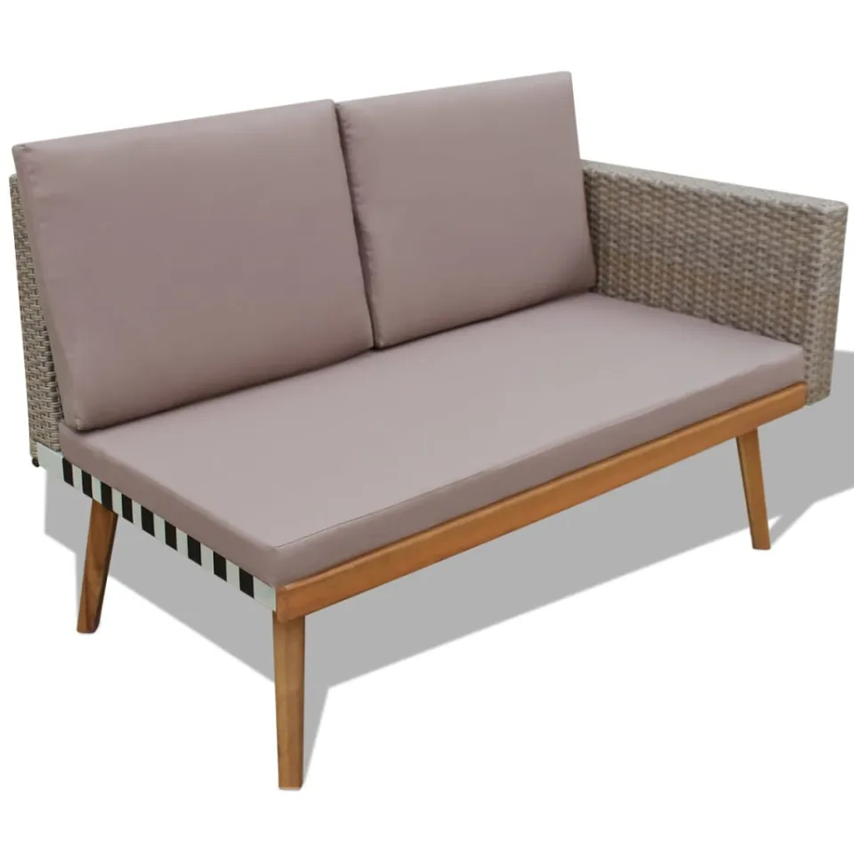 vidaXL 4-delige Loungeset met kussens poly rattan grijs, foto 4
