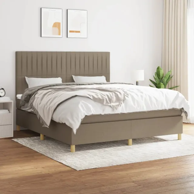 vidaXL Boxspring met matras stof taupe 180x200 cm