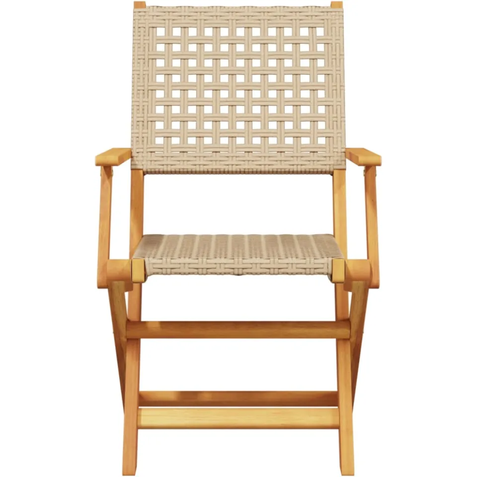 vidaXL 5-delige Tuinset poly rattan en massief hout beige, foto 4