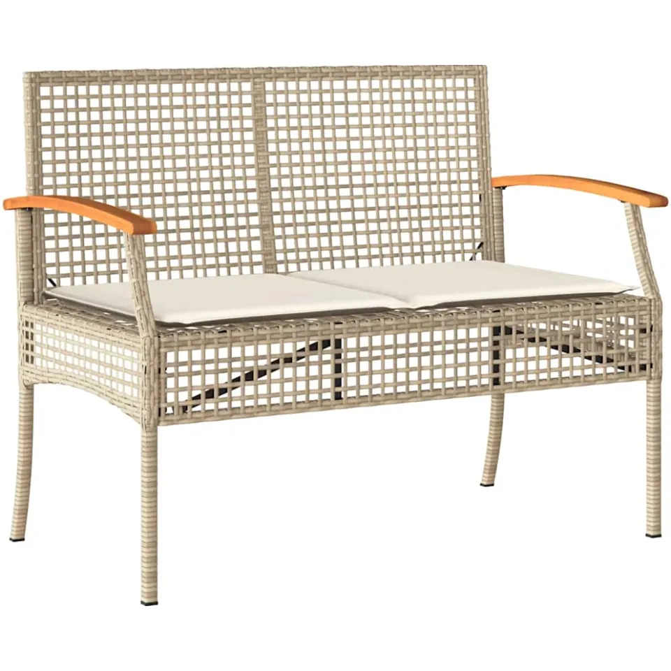 vidaXL 3-delige Tuinset met kussens poly rattan beige